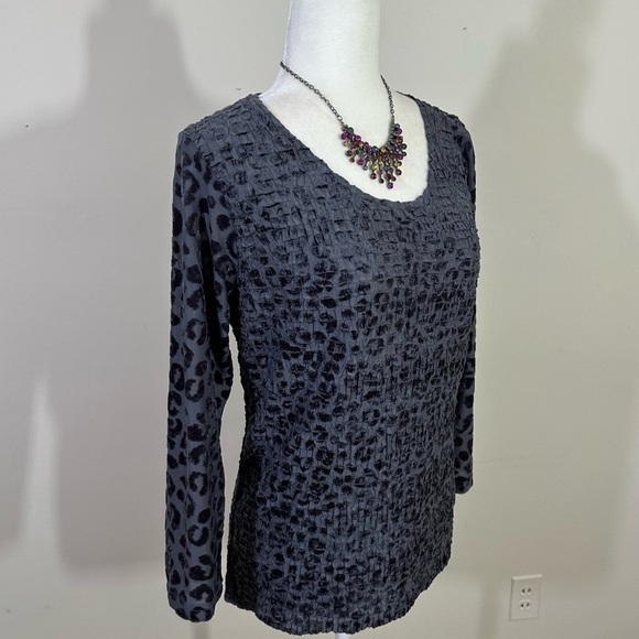 Rafael sz lg top silvery blue shade with same shade print with a touch of velvet - Picture 9 of 12